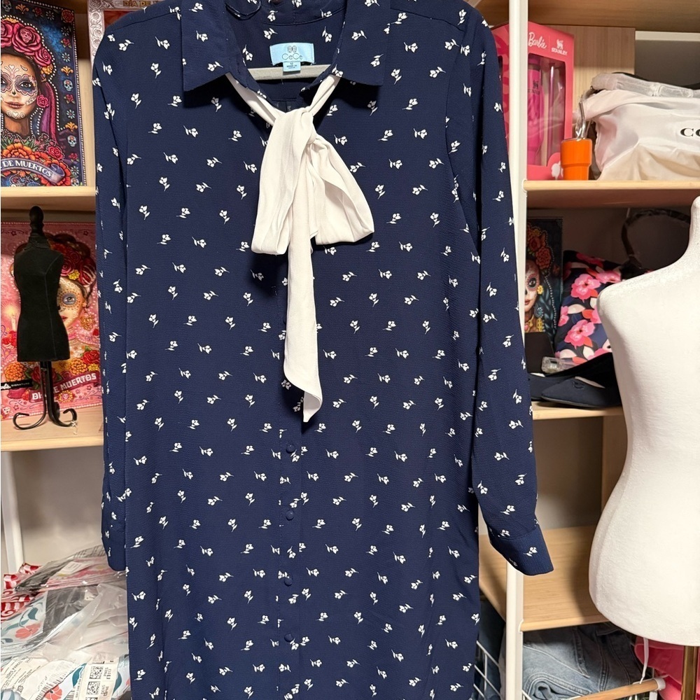 CeCe Ditsy Tulip-Print Bow Dress preloved size 12 - Picture 3 of 6
